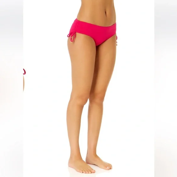 Women's Live In Color Side Tie Swim Bottom Color: Magenta - Picture 3 of 9